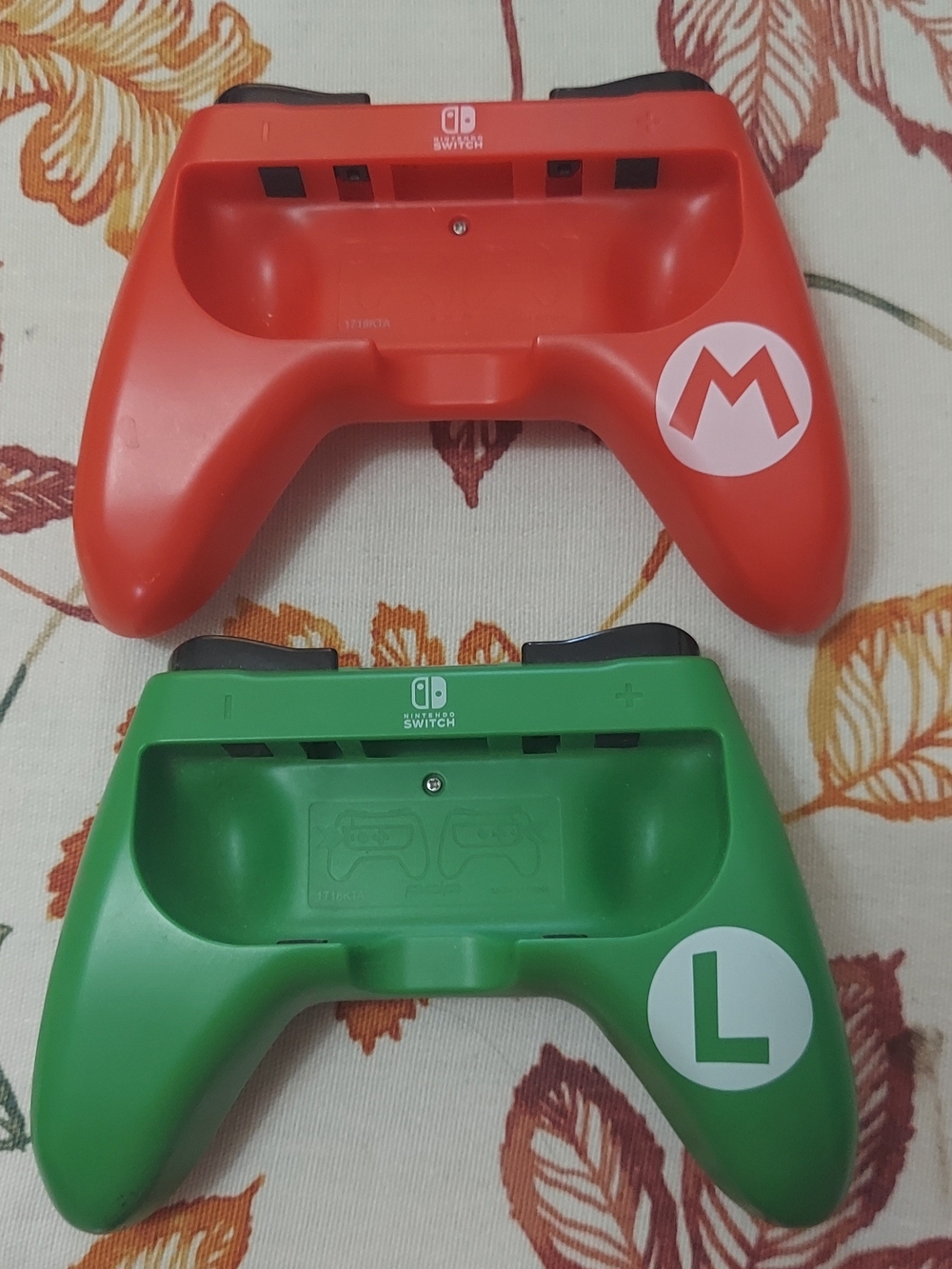 Nintendo Red & Green Joy-Con Grip Shells with Mario/Luigi Decals
